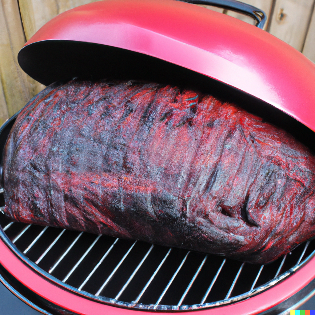Brisket being prepared on a grill